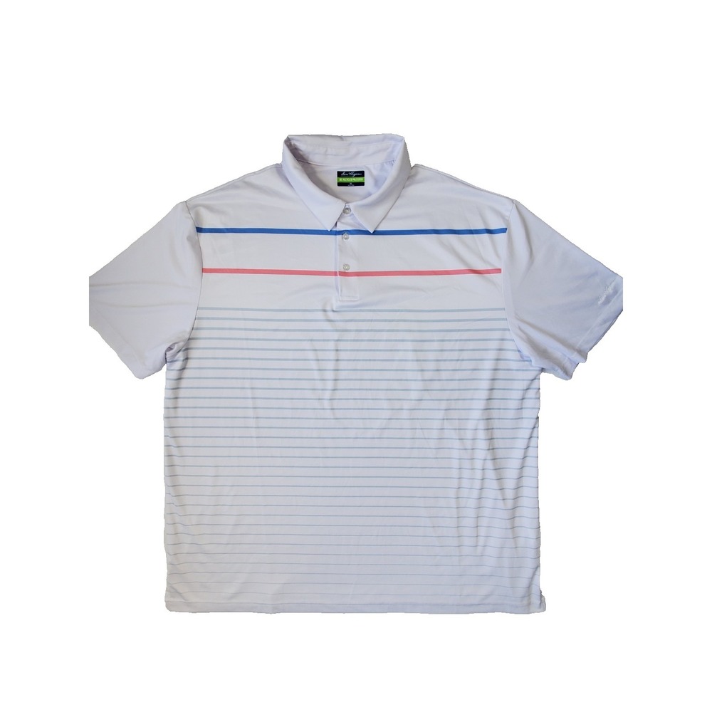 Ben Hogan Performance Golf Polo Shirt Mens 3XL White‎ Striped Short Sleeve